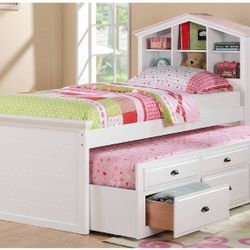 TWIN BED WHIT  TRUNDLE MATTRESS SOLD SEPARATELY NEW IN BOX ☎️ 1714586,2564 