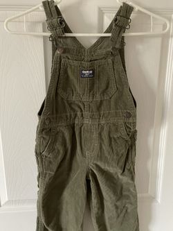 OshKosh B’gosh Toddler Size 4T Corduroy Overalls  Green Adjustable Strap Cargo Style
