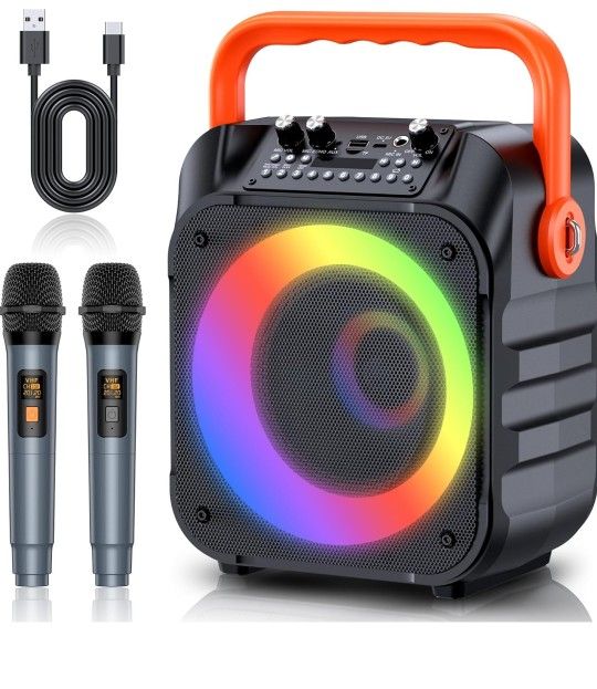 Karaoke Machine with 2 Wireless Microphones,Portable Karaoke Machine for Adults & Kids,Karaoke Microphone with PA System,Karaoke Speaker Supports for