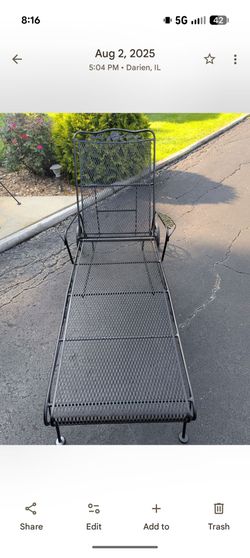 Vintage Woodard Wrought Iron Lounger/Lounge Chair/Chaise