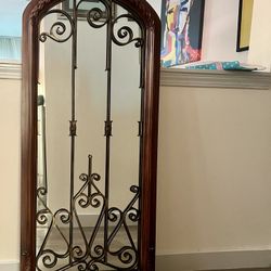 Vintage style ornate iron wrought large  full size mirror. 