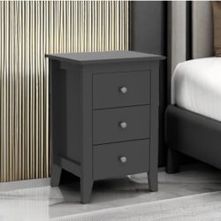 NEW Nightstand, Side Table with 3 Drawers, Bedroom Storage Cabinet Wooden End Accent Table Solid Wood Legs