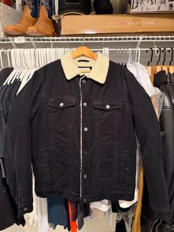 Black Corduroy Sherpa Jacket – Size Large