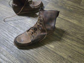 Brown Leather Lace-Up Red Wings Work Boots