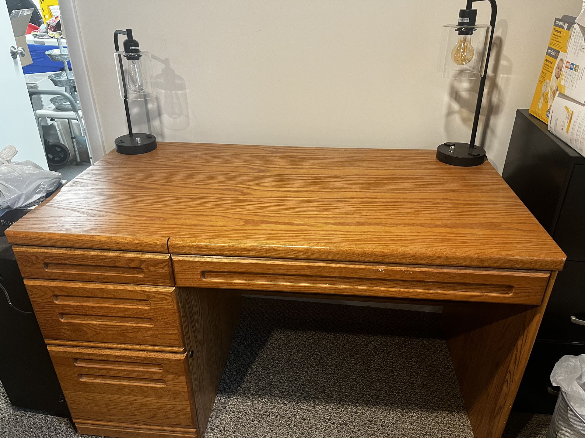 Solid Oak Wood Desk / Stand