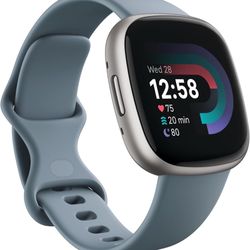 Fitbit Versa 4 Fitness Smartwatch – Waterfall Blue/Platinum