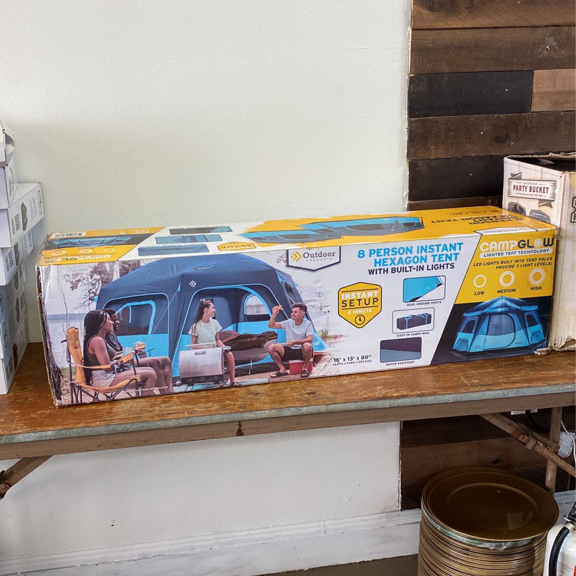 Person Instant Hexagon Tent With Built In Lights