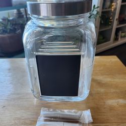 Glass Container With Chalk Board And Chalk