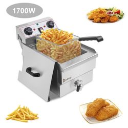 12.5QT Deep Fryer 1700W Electric Stainless Steel Deep Fryer Adjustable Temperature