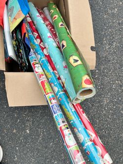 Christmas Wrapping Paper Rolls and reusable plastic bags Bundle