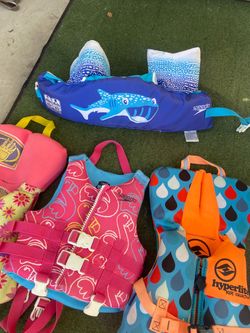 Kids Life Jackets and Swim Vest Lot size 30-50 lbs and 30 lbs and under