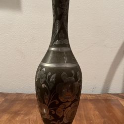 “Vintage Metal Vase with Unique Handcrafted Design