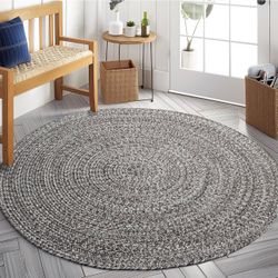Brand-Super Area Rugs, Round Braided 4Ft Farmhouse Style
