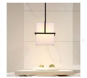1-Light Black Modern Height Adjustable Chandelier with Fabric Shaded, Pendant Light  Fixture