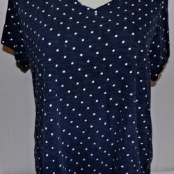 2X STYLE & CO Woman's Blue Polka Dot Women's T-Shirt 