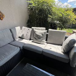 Patio Furniture Sectional And Coffee Table 