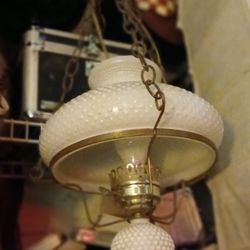 Hobnail Milk Glass Lamp