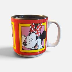 Disney Minnie Mouse 12 oz Coffee Mug - Multi-Panel Expressions Red & Yellow Design