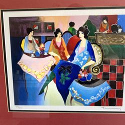 Itzchak Tarkay serigraph limited addition 124/350 ladies at café, signed in pencil by artist