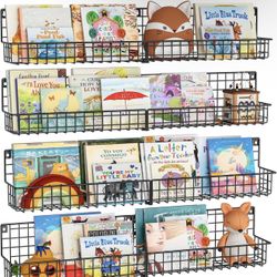 NEW 31 Inch Lengthen Wall Mounted Kids Bookshelf, Floating Metal Book Shelves for Kids Nursery Toddler Classroom, Hanging Book Shelf Organizer for Roo