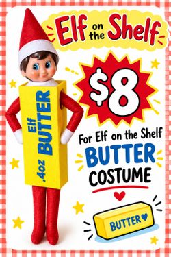 Elf on the Shelf of butter costume.