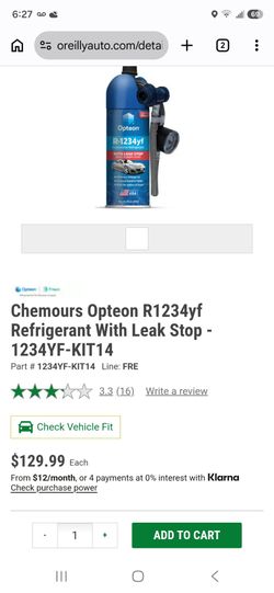 Opteon automotive refrigerant