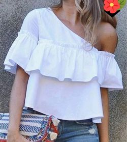 A.N.A White Ruffled Blouse