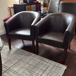 Living Room Chairs, Leather, See Pictures For Condition 