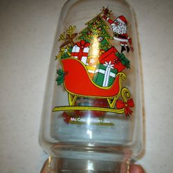 Vintage Coca-Cola Christmas Santa Sleigh Glass $10 -Ship $3.50 -Tumbler