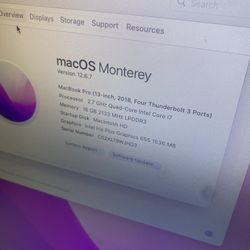 2018 as is MacBook Pro i7 13” Bad display works