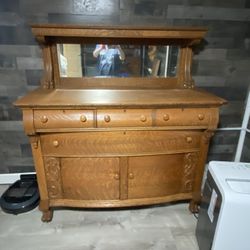 Antique Solid Oak Buffet 