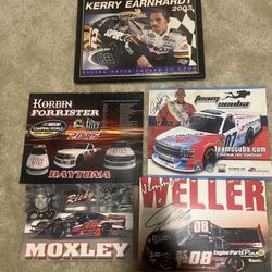 NASCAR Collector Lot: Kerry Earnhardt 2003 Plaque + 4 Autographed Signed Driver Hero Cards (JJ Black