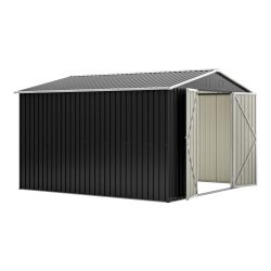 10 FT Outdoor Utility Shed: Black Metal, Lockable Door, for Garden Patio Storage