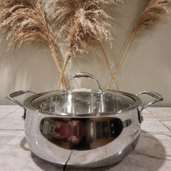 Princess Heritage Tri-Ply Stainless Steel 7-Qt.Sear and simmer Pan with Lid