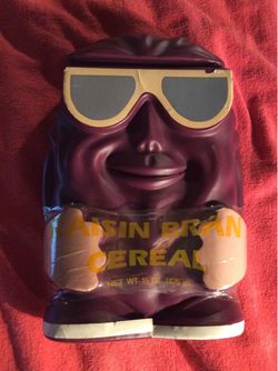 VINTAGE CALIFORNIA RAISINS COIN BANK RAISIN BRAN CEREAL BOX 1983