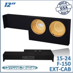Black 12" Dual Sealed Sub Box, Fits 15-24 Ford F-150 Ext-Cab