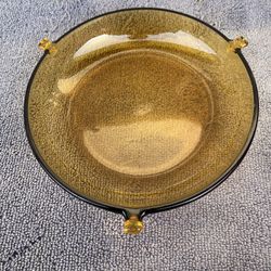 Vintage Amber Color Round Depression Glass Plate 6”