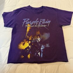 Prince Graphic T Shirt Medium Purple Rain Screenprint Motorcycle Artist Band