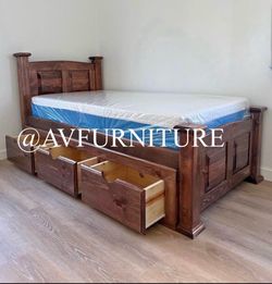Twin Bed w 3 Drawers and Memory Foam Mattress