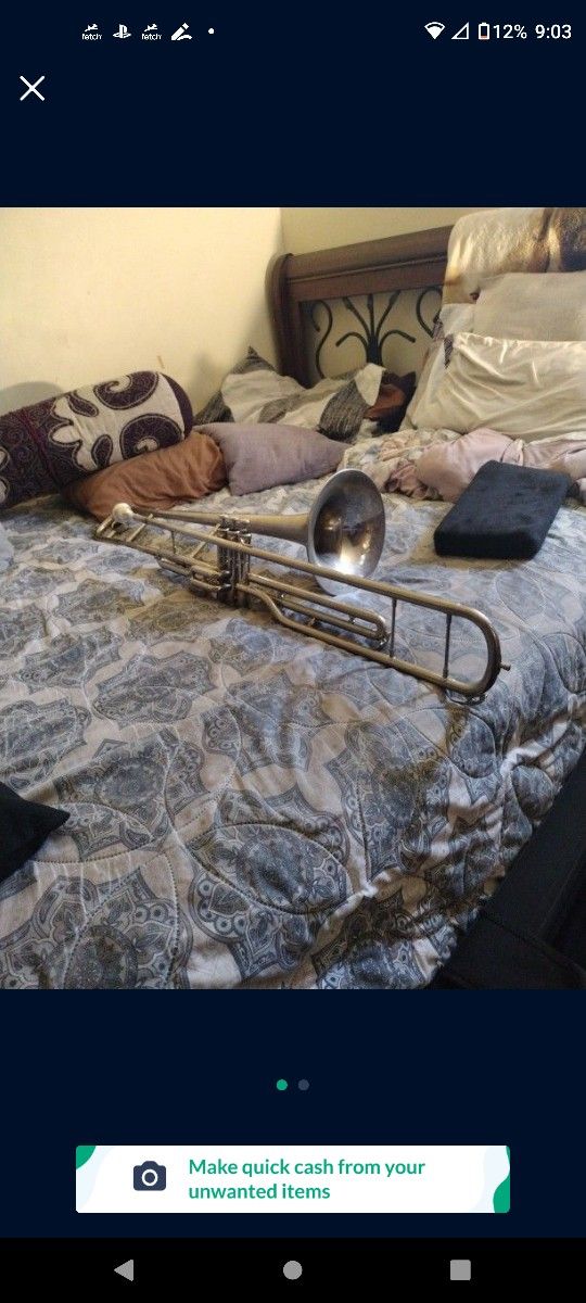Valve Trombone B Usa With Mouthpiece And Case Key Of Bb
