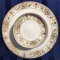 Vintage Nippon Gold Embossed Hand Painted 2 Tier Plate