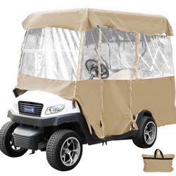 Golf Cart Enclosure, 4-Person Golf Cart Cover, 4-Sided Fairway Deluxe, 300D Waterproof Driving Enclosure with Transparent Windows, Fit for EZGO, Club