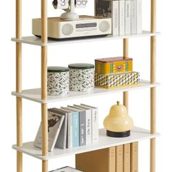5-Tier Wooden Open Bookcase - Modern Freestanding Bookshelf Storage Organizer