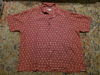 Peter Millar Men's Short Sleeve Button Up Shirt Size XXL Pink Linen Hawaiian