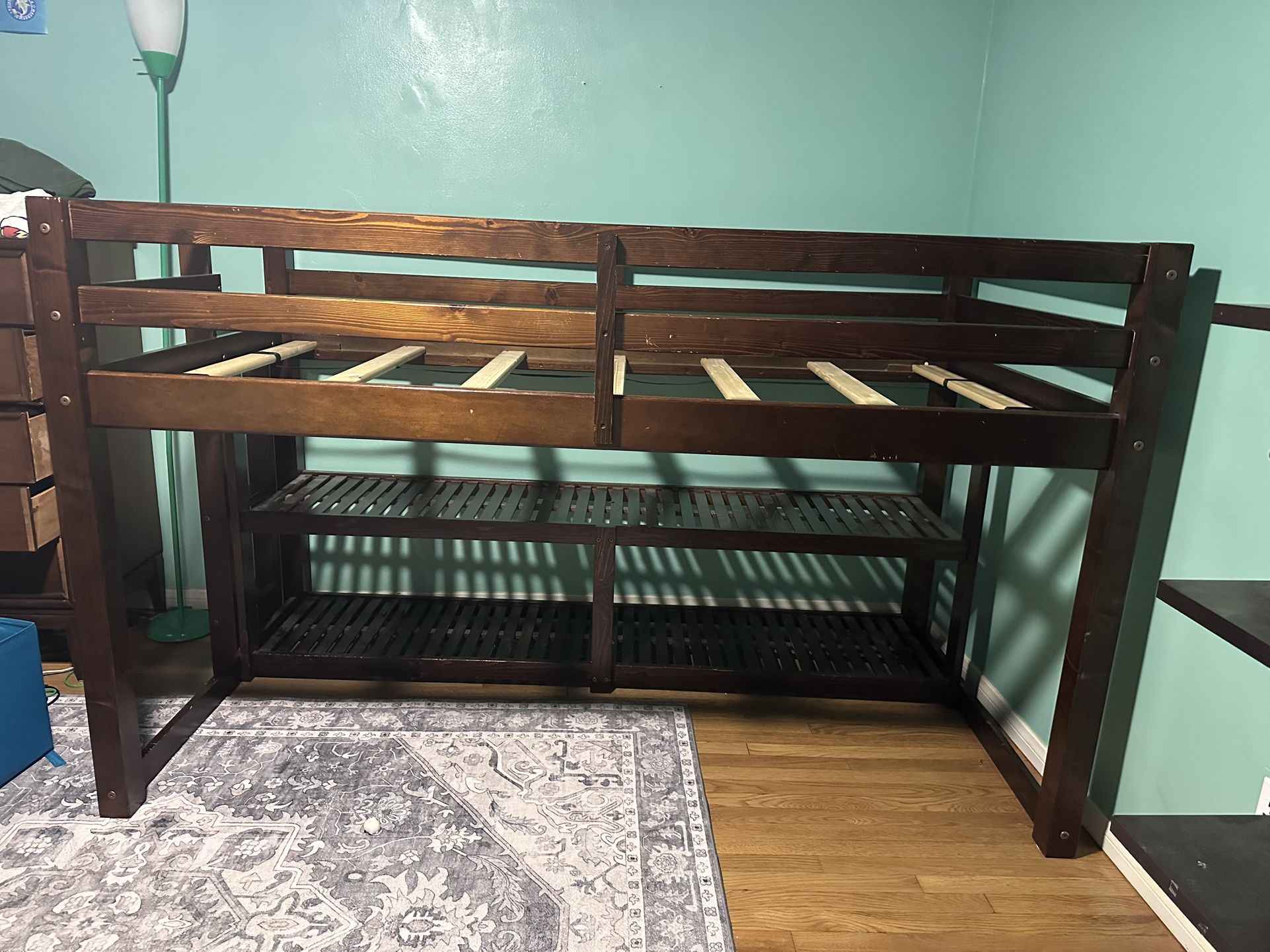Twin Solid Wood Loft Bed with Shelves
