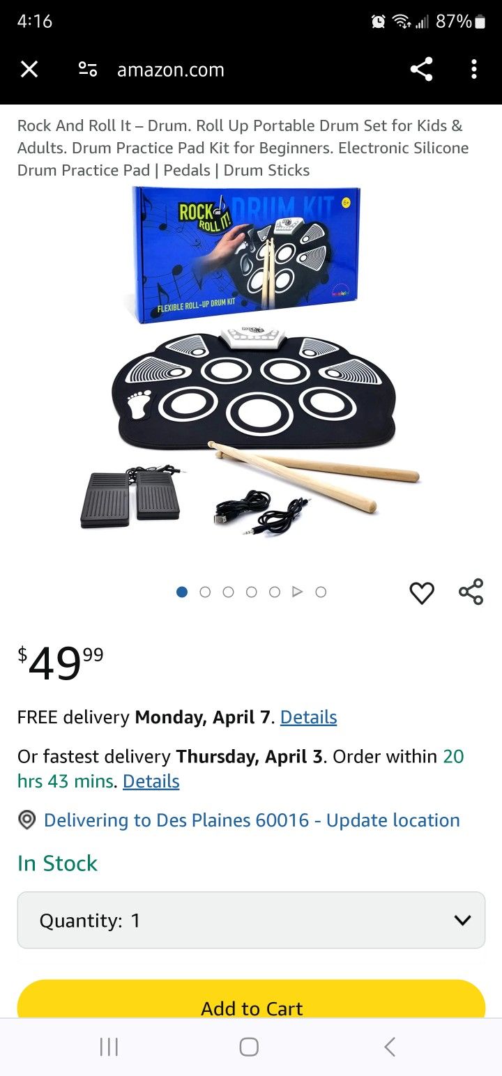 Rock And Roll It – Drum. Roll Up Portable Drum Set for Kids & Adults.
