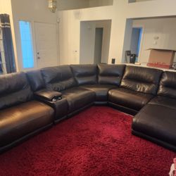 Real Leather Recline Sectional Couch