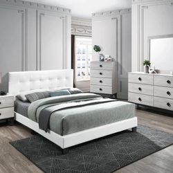 Full Size White Button With Orthopedic Mattress Included 