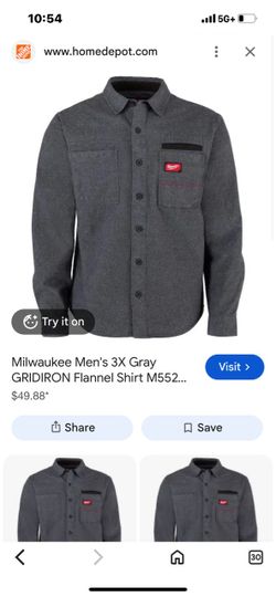 Milwaukee GRIDIRON Flannel Shirt Gray 3X