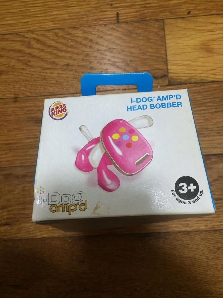 Hasbro Burger King Kids Club Toy I-Dog AMP'D Pink Head Bobber 2007.